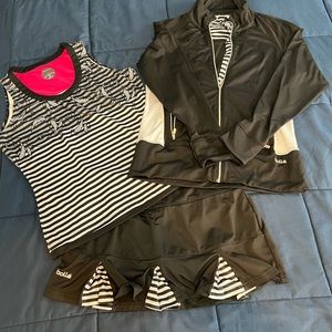 3 piece Bolle tennis outfit skirt, top & jacket.